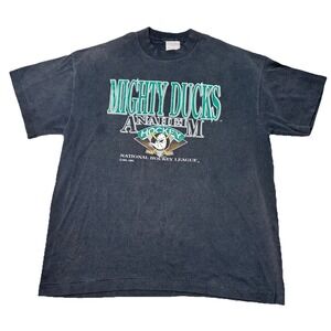 Vintage 1993 Inaugural Mighty Ducks Anaheim NHL Shirt Single Stitch USA Fade XL